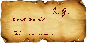Knopf Gergő névjegykártya